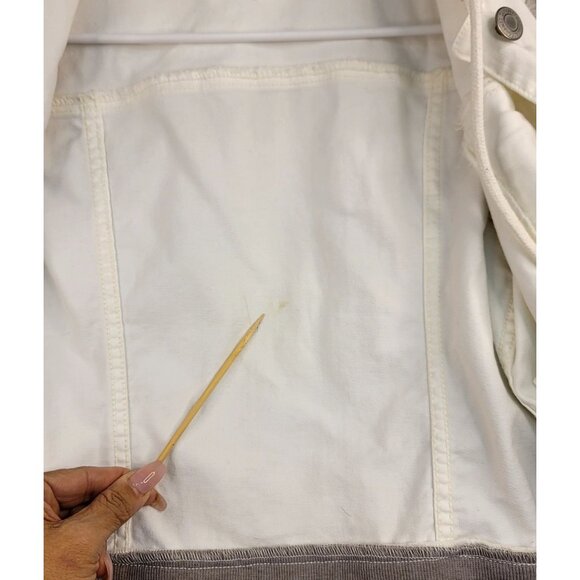 American Eagle Outfitters Womens White Gray Hooded Denim Jacket M (Callout) - Picture 12 of 12